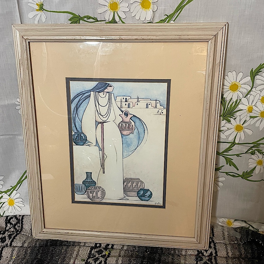 Wedding Vase G E Mullan vintage Navajo southwestern pastel framed art print